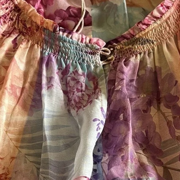 NWT Johnny Was Size Large Esme Floral Short Sleeve Sheer Peasant $225 (A5) - Picture 3 of 13